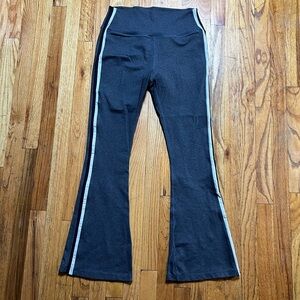 Splits59 gray Flared Leggings with White Stripes